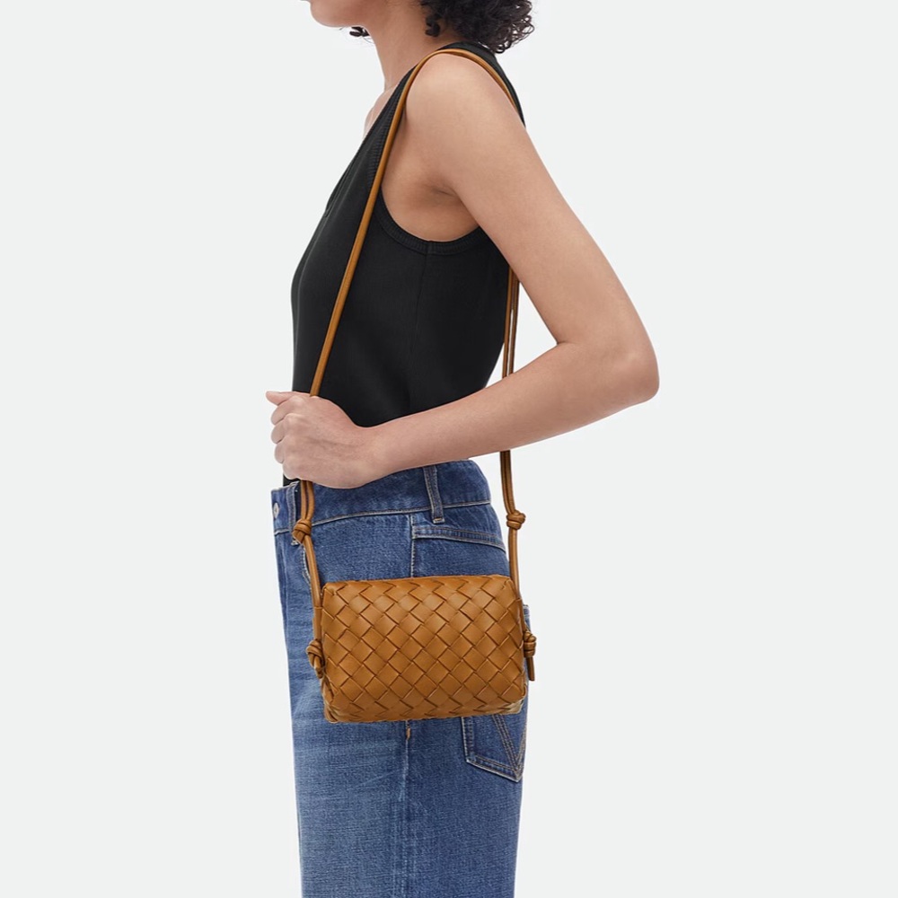 Bottega Veneta Mini Loop Camera Bag Camel Brown